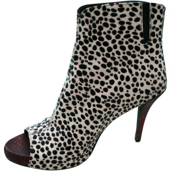 Donald Pliner Animal Print Hair Calf Leather Shoe New Peep Toe Bootie $495 NWT - Picture 2 of 6